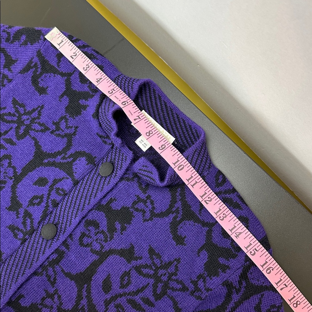 Pendleton Wool Blend Deep Purple Floral Pattern Button Sweater Cardigan M - Picture 9 of 10